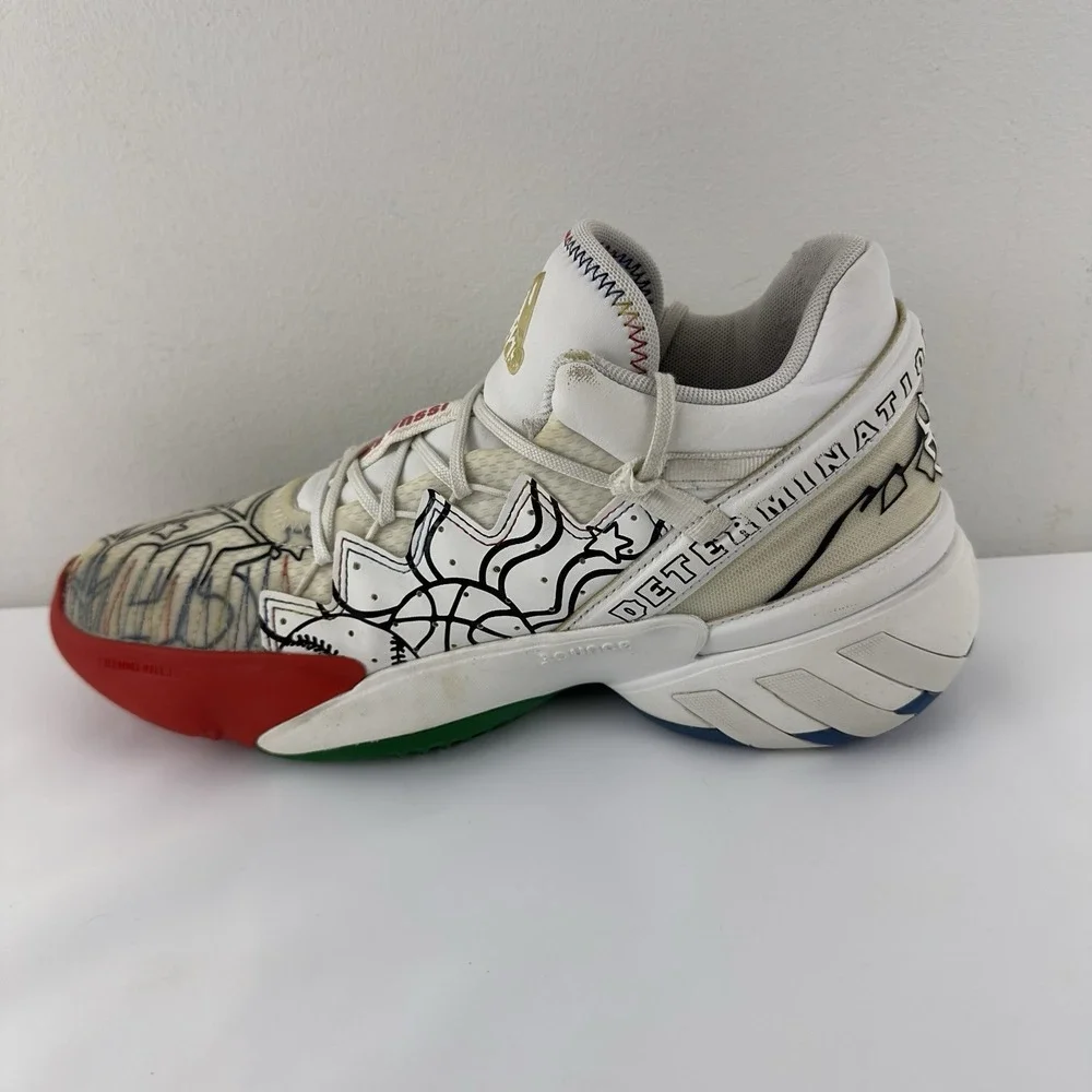 Adidas DON Issue #2 Negativity‎ White Multi Men's Size 7 Basketball Shoes - Picture 6 of 10
